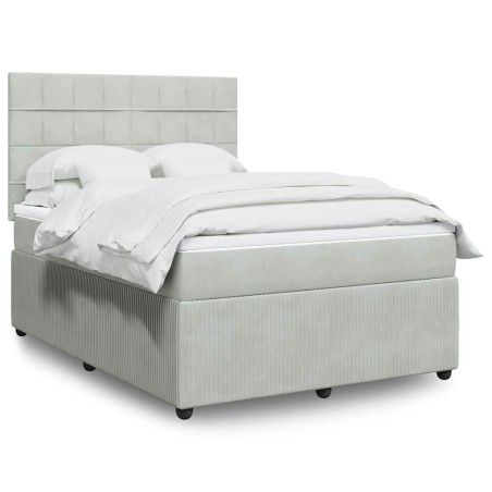 vidaXL Giroletto a Molle con Materasso Grigio Chiaro 140x190cm Velluto