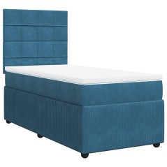 vidaXL Giroletto a Molle con Materasso Blu Scuro 80x200 cm in Velluto