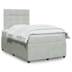 vidaXL Giroletto a Molle con Materasso Grigio Chiaro 120x190cm Velluto