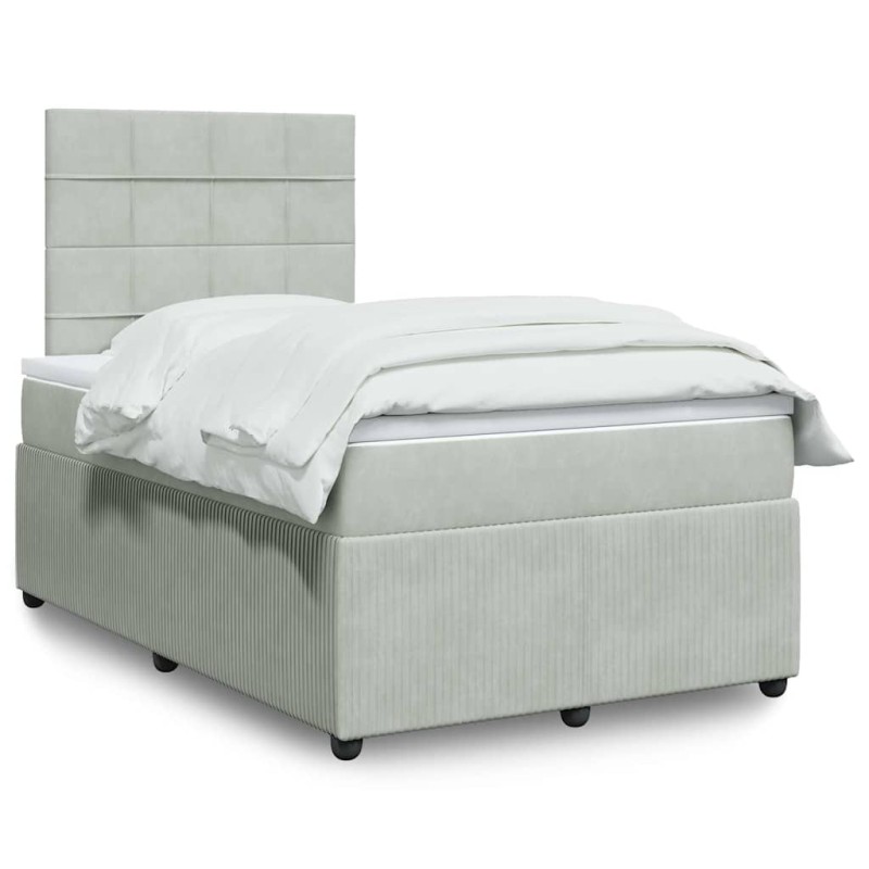vidaXL Giroletto a Molle con Materasso Grigio Chiaro 120x190cm Velluto vidaXL Giroletto a Molle con Materasso Grigio Chiaro 120x190cm Velluto