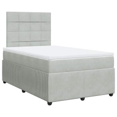 vidaXL Giroletto a Molle con Materasso Grigio Chiaro 120x190cm Velluto