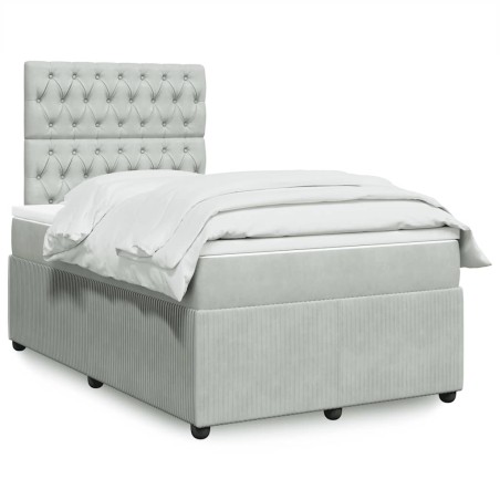 vidaXL Giroletto a Molle con Materasso Grigio Chiaro 120x190cm Velluto