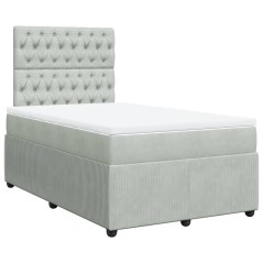 vidaXL Giroletto a Molle con Materasso Grigio Chiaro 120x190cm Velluto