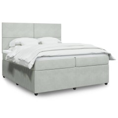 vidaXL Giroletto a Molle con Materasso Grigio Chiaro 200x200cm Velluto