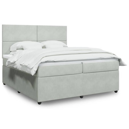 vidaXL Giroletto a Molle con Materasso Grigio Chiaro 200x200cm Velluto