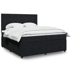 vidaXL Giroletto a Molle con Materasso Nero 200x200 cm in Velluto