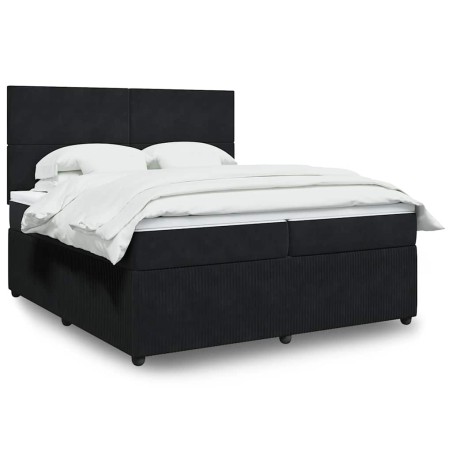 vidaXL Giroletto a Molle con Materasso Nero 200x200 cm in Velluto