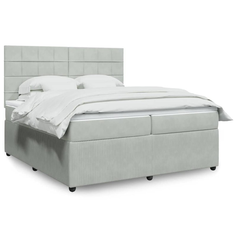 vidaXL Giroletto a Molle con Materasso Grigio Chiaro 200x200cm Velluto