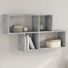 vidaXL Scaffale a Muro Grigio Cemento 100x20x53 cm Legno Multistrato