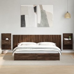 vidaXL Testiera Letto con Comodini Rovere Marrone 240cm in Multistrato