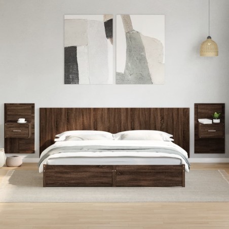 vidaXL Testiera Letto con Comodini Rovere Marrone 240cm in Multistrato