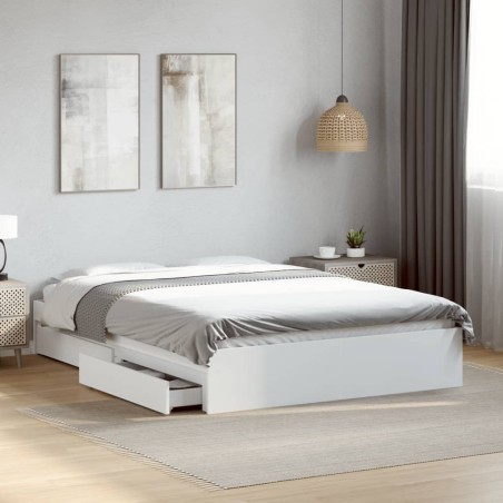 vidaXL Giroletto con Cassetti Bianco 140x200 cm in Legno Multistrato