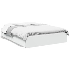 vidaXL Giroletto con Cassetti Bianco 140x200 cm in Legno Multistrato