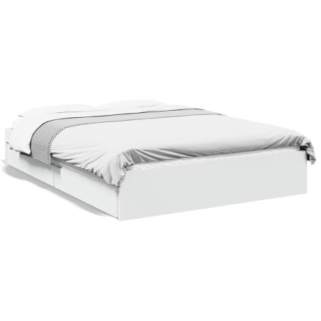 vidaXL Giroletto con Cassetti Bianco 140x200 cm in Legno Multistrato