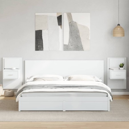 vidaXL Testiera Letto con Comodini Bianca 200 cm in Legno Multistrato