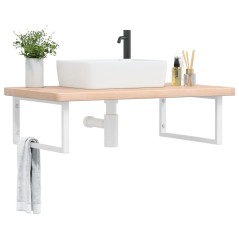 vidaXL Ripiano a Parete per Lavabo in Acciaio e Massello di Rovere
