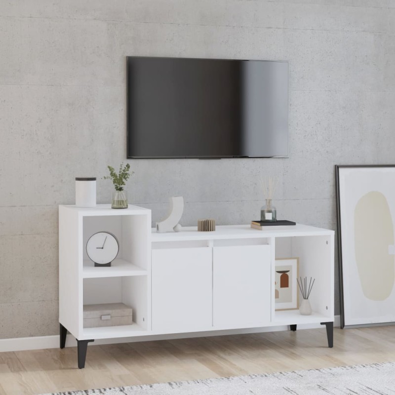 Mobile Porta TV Bianco 100x35x55 cm in Legno Multistrato Mobile Porta TV Bianco 100x35x55 cm in Legno Multistrato