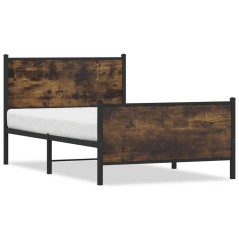 vidaXL Giroletto senza Materaso in Metallo Rovere Fumo 100x190 cm