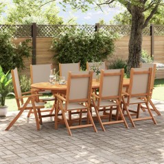 vidaXL Sedie da Giardino Pieghevoli 8 pz Massello d'Acacia e Textilene
