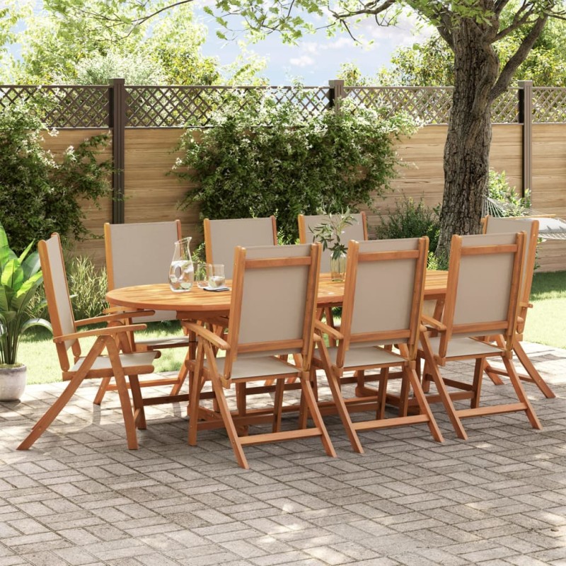vidaXL Sedie da Giardino Pieghevoli 8 pz Massello d'Acacia e Textilene