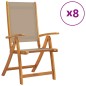 vidaXL Sedie da Giardino Pieghevoli 8 pz Massello d'Acacia e Textilene