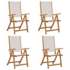 vidaXL Sedie da Giardino Pieghevoli 4 pz Massello d'Acacia e Textilene