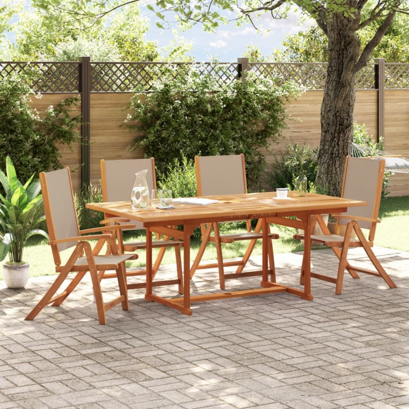 vidaXL Sedie da Giardino Pieghevoli 4 pz Massello d'Acacia e Textilene