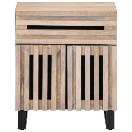 vidaXL Comodino 50x34x60 cm in Legno Massello di Mango Grezzo