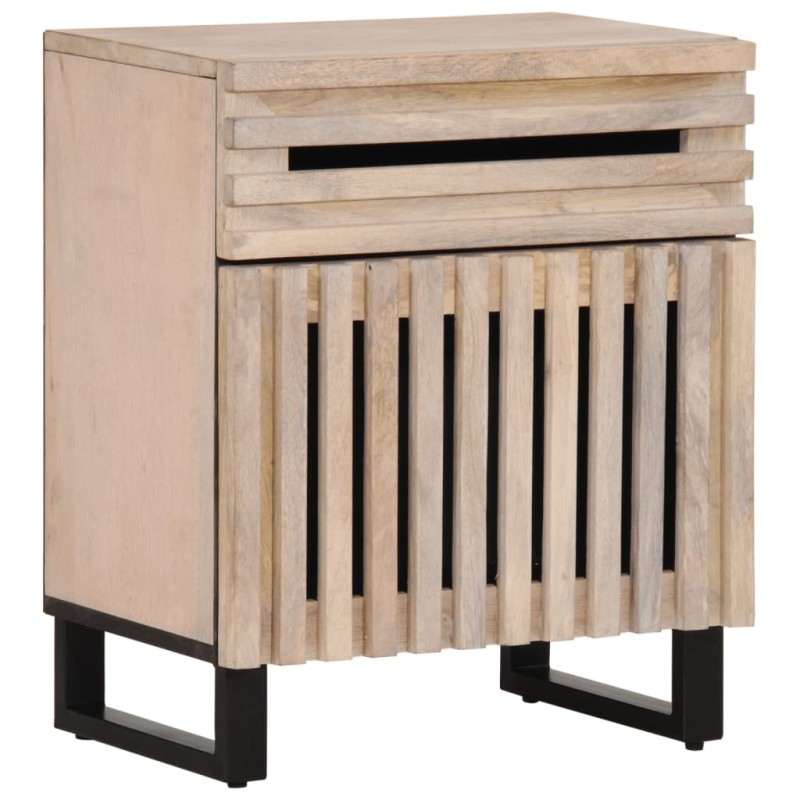 vidaXL Comodino Bianco 50x34x60 cm in Legno Massello di Mango vidaXL Comodino Bianco 50x34x60 cm in Legno Massello di Mango