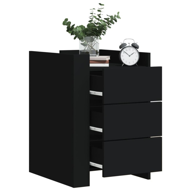 vidaXL Comodino Nero 45x50x65 cm in Legno Multistrato vidaXL Comodino Nero 45x50x65 cm in Legno Multistrato