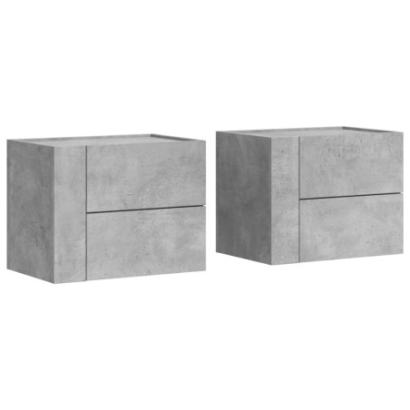vidaXL Comodini a Muro 2 pz Grigio Cemento 45x30x35 cm