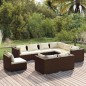Set Divani da Giardino 9 pz con Cuscini in Polyrattan Marrone Set Divani da Giardino 9 pz con Cuscini in Polyrattan Marrone