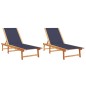 vidaXL Lettini Prendisole 2 pz Blu Legno Massello Acacia e Textilene