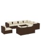 Set Divani da Giardino 9 pz con Cuscini in Polyrattan Marrone Set Divani da Giardino 9 pz con Cuscini in Polyrattan Marrone