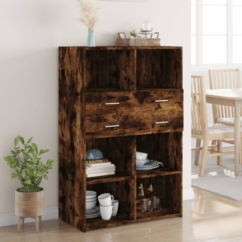 vidaXL Credenza Rovere Fumo 80x42,5x124 cm in Legno Multistrato vidaXL Credenza Rovere Fumo 80x42,5x124 cm in Legno Multistrato