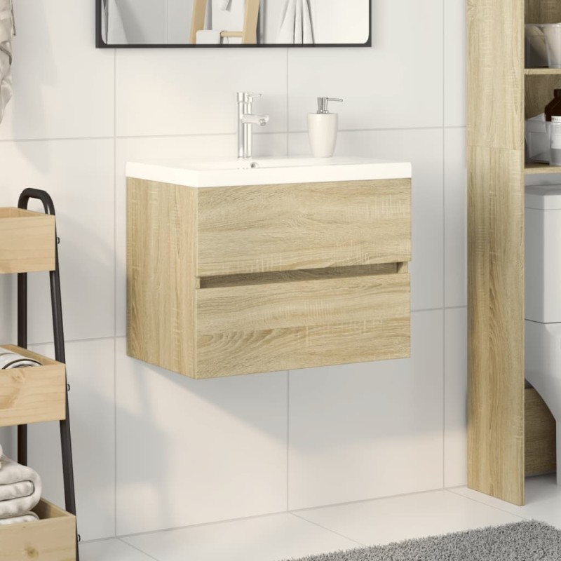 vidaXL Set Mobili da Bagno 2 pz in Ceramica e Legno Multistrato vidaXL Set Mobili da Bagno 2 pz in Ceramica e Legno Multistrato