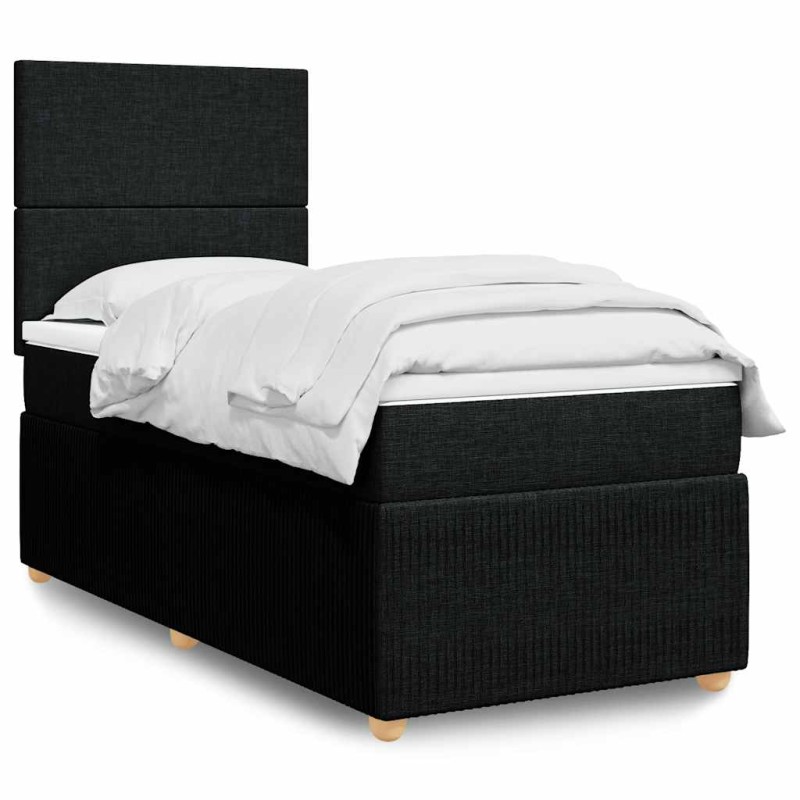 vidaXL Giroletto a Molle con Materasso Nero 90x190 cm in Tessuto vidaXL Giroletto a Molle con Materasso Nero 90x190 cm in Tessuto