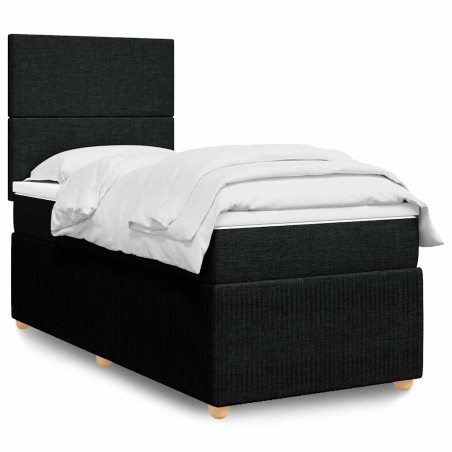 vidaXL Giroletto a Molle con Materasso Nero 90x190 cm in Tessuto