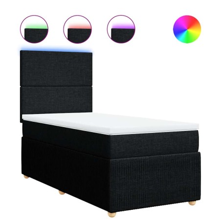 vidaXL Giroletto a Molle con Materasso Nero 90x190 cm in Tessuto