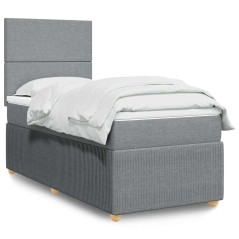 vidaXL Giroletto a Molle con Materasso Grigio Chiaro 90x190 cm Tessuto