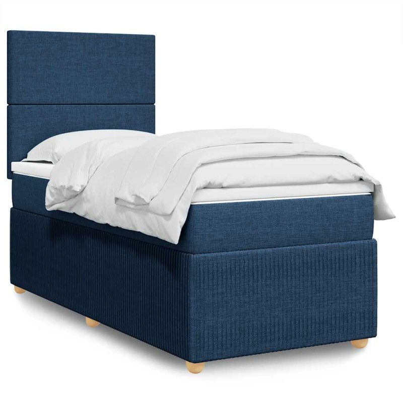 vidaXL Giroletto a Molle con Materasso Blu 90x190 cm in Tessuto vidaXL Giroletto a Molle con Materasso Blu 90x190 cm in Tessuto