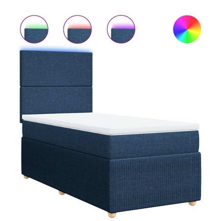 vidaXL Giroletto a Molle con Materasso Blu 90x190 cm in Tessuto
