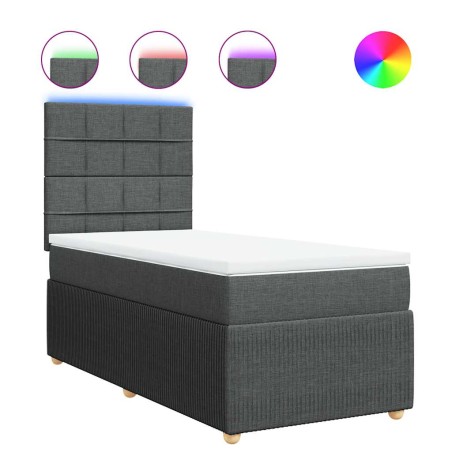 vidaXL Giroletto a Molle con Materasso Grigio Scuro 90x190 cm Tessuto