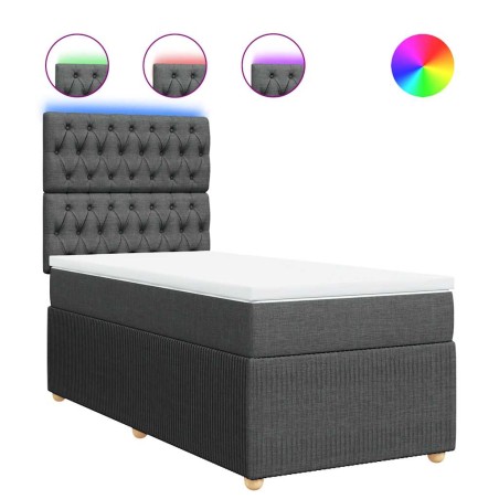 vidaXL Giroletto a Molle con Materasso Grigio Scuro 90x190 cm Tessuto