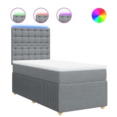 vidaXL Giroletto a Molle con Materasso Grigio Chiaro 90x190 cm Tessuto