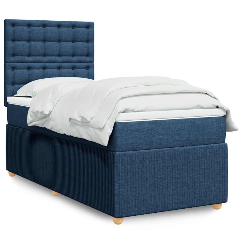 vidaXL Giroletto a Molle con Materasso Blu 90x190 cm in Tessuto vidaXL Giroletto a Molle con Materasso Blu 90x190 cm in Tessuto