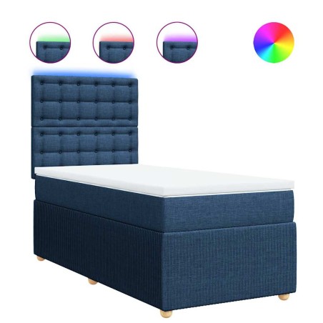 vidaXL Giroletto a Molle con Materasso Blu 90x190 cm in Tessuto