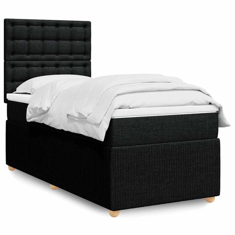 vidaXL Giroletto a Molle con Materasso Nero 90x190 cm in Tessuto vidaXL Giroletto a Molle con Materasso Nero 90x190 cm in Tessuto