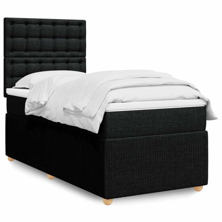 vidaXL Giroletto a Molle con Materasso Nero 90x190 cm in Tessuto
