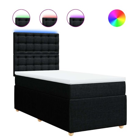 vidaXL Giroletto a Molle con Materasso Nero 90x190 cm in Tessuto